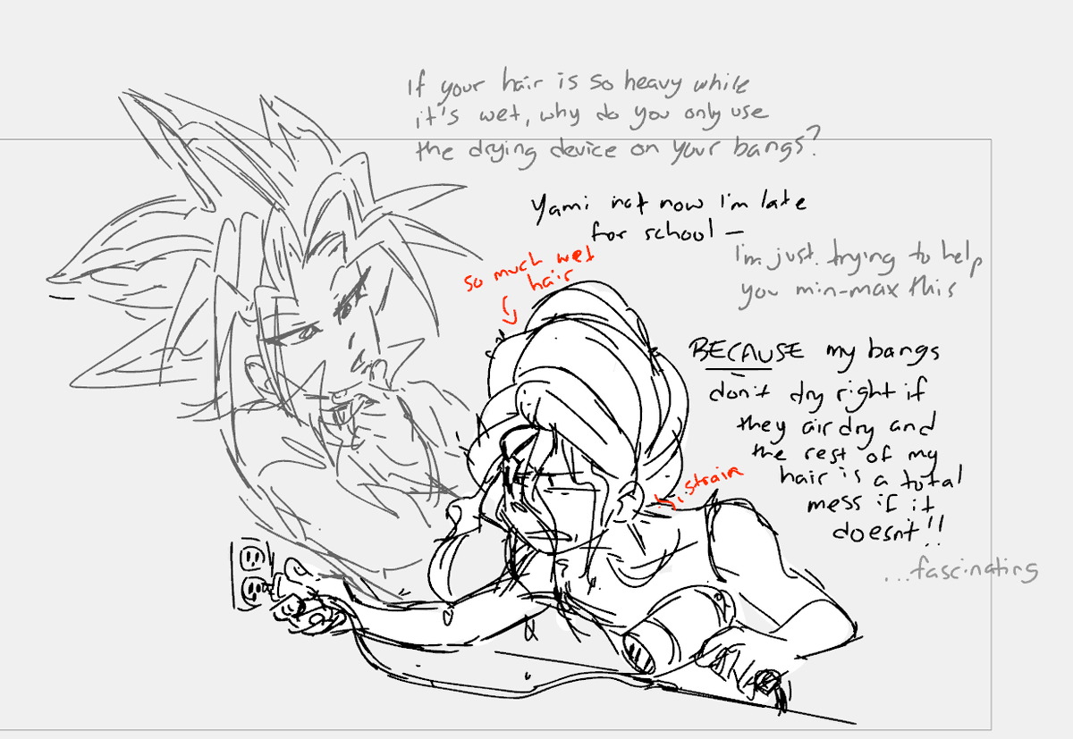 cole @/wiseseamonster and i were talking about how heavy yugi's hair must be when it's wet. and now i'm just thinking about the inherent comedy of a 5000 year old amnesiac pharaoh witnessing the daily mundane life of a teen