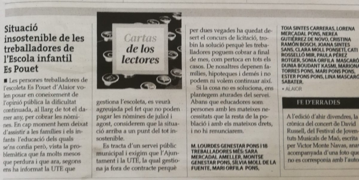 ponsllabres's tweet image. El senador i candidat del @ppmenorca @CristobalMP es va comprometre a dues coses abans de les municipals, aclarir el tema del pàrquing de Sa Teulera i el de l'escoleta Es Pouet. Del primer, els propietaris esperen noticies des de llavors. Del segon... Incompliments i res més