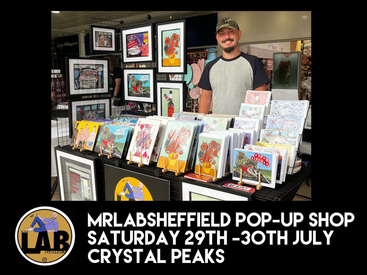 Mr Lab Sheffield will be joining us for a pop-up next Saturday and Sunday!

Pop by and say hello, all of his fabulous designs will be available and some new artwork.

#crystalpeaks #sheffield #mrlabsheffield #art #artwork #shopsmall #shoplocal #independantstores #whatsonsheffield