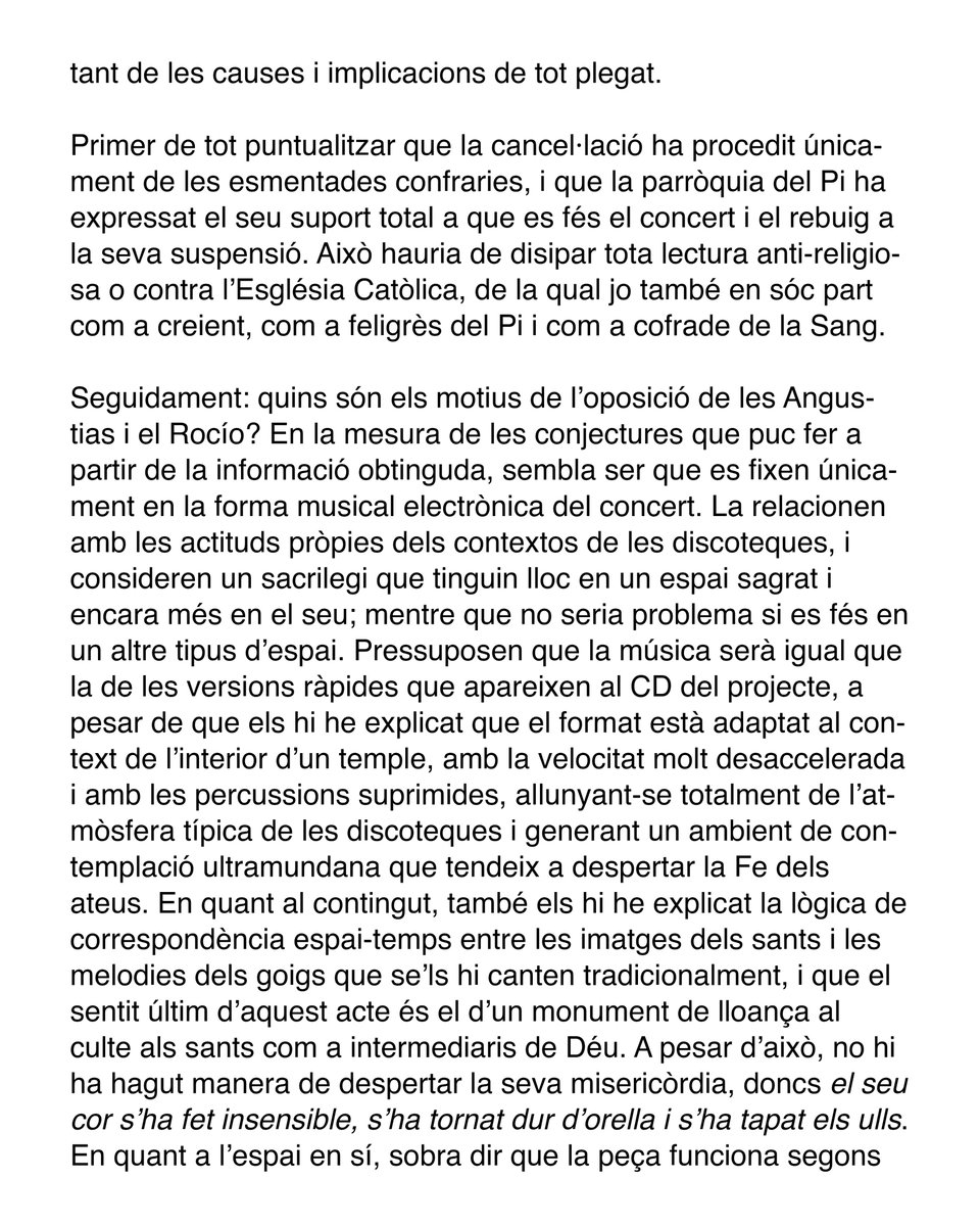 csfcmmcab's tweet photo. Queda cancel·lat el concert-recorregut d'aquest dilluns a l'Església de Sant Jaume. Adjunto comunicat on ho explico i hi reflexiono. S'agraeix difusió https://t.co/pAWhtTThnn