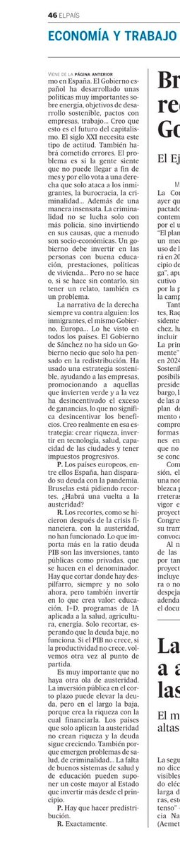 My interview in @elpais_espana on why Spain's government took many right actions which mean the country is on a better path, including inflation (better than many). Give credit where it is due and good luck with the elections! elpais.com/economia/2023-…