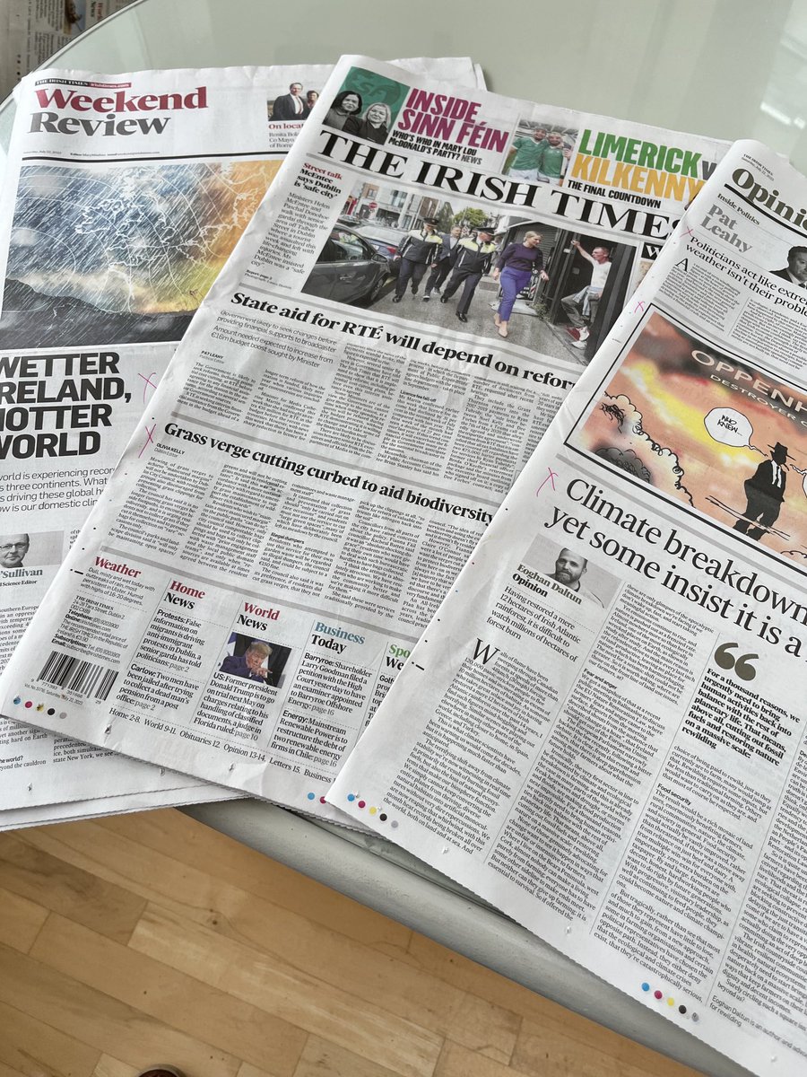 There are 20 pieces in today’s @irishtimes related to the climate &amp; biodiversity crises. A record! Includes news, opinion columns, letters, editorial &amp; Martyn Turner cartoon. Given we are in uncharted territory…this level of coverage is required!
