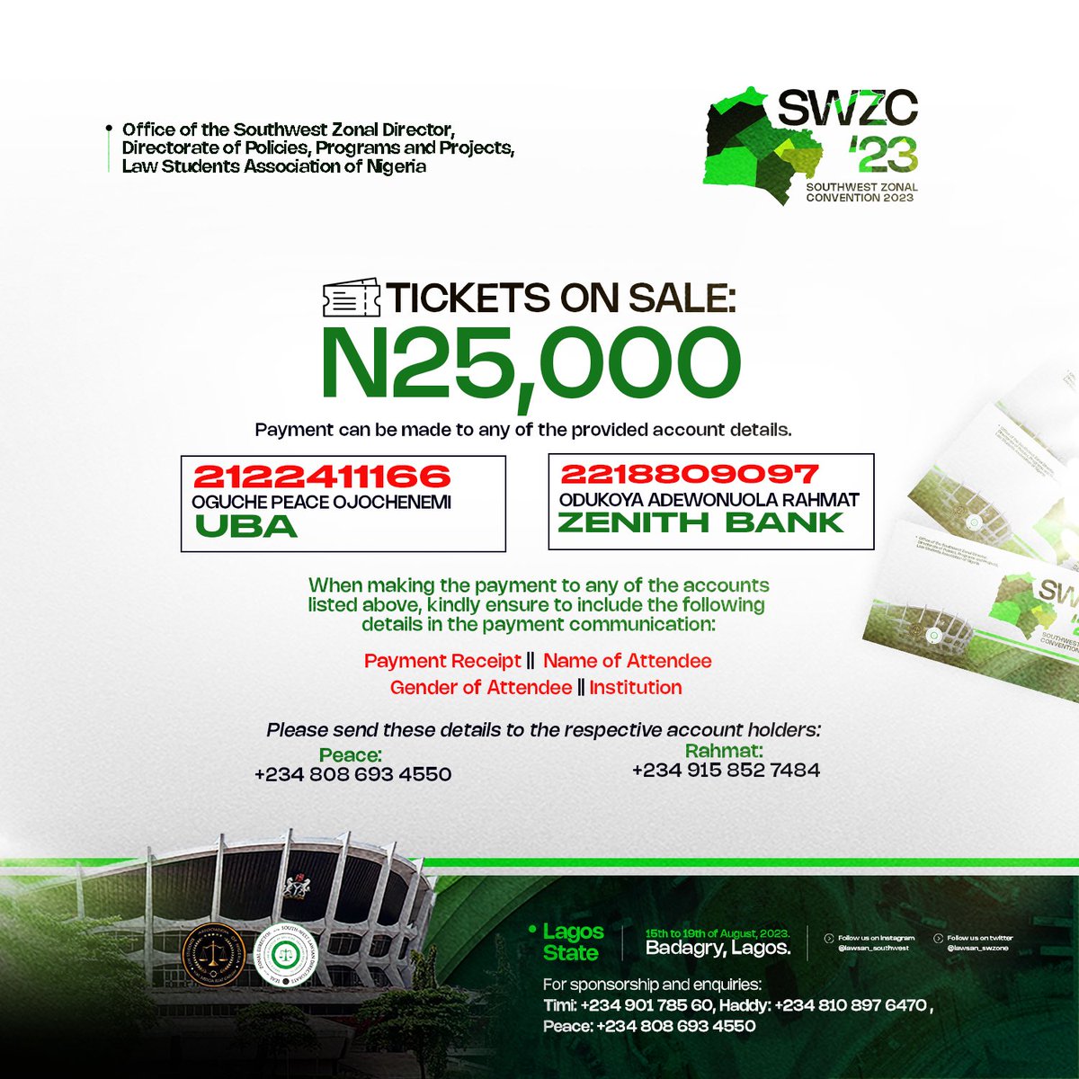 Lawsan_Swzone's tweet photo. It’s important to note that it’s 25,000 per person
But a discount of 22, 000 for 12 students if you are paying in groups of 12 
-2218809097
Zenith bank
Odukoya Adewonuola Rahmat 
Please, send receipt, name, gender, and campus to the WhatsApp link below 
https://t.co/ZgVHNH8e4r https://t.co/Cul5TBNt3v