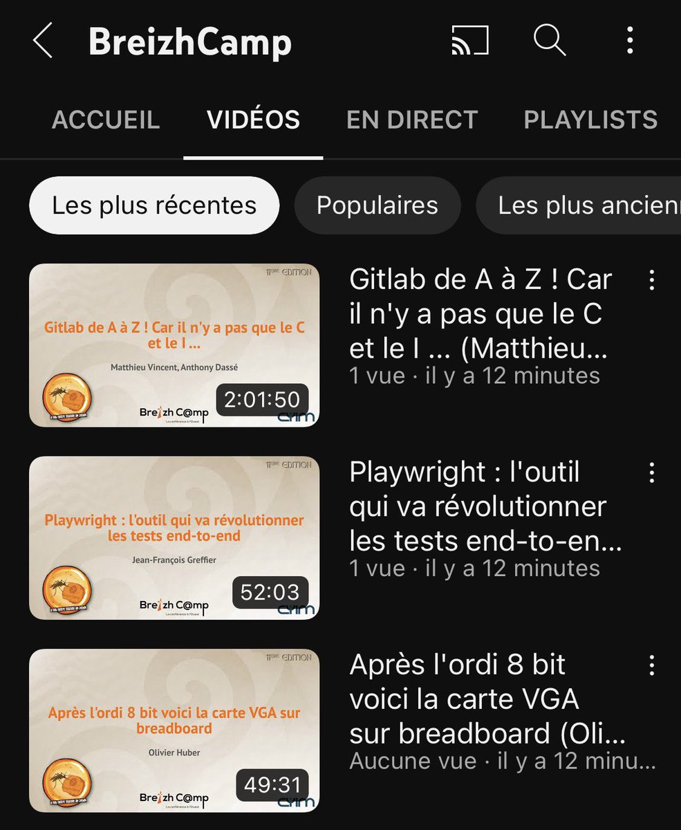 On dirait que la team #breizhcamp est en train de mettre les vidéos en ligne 🍿