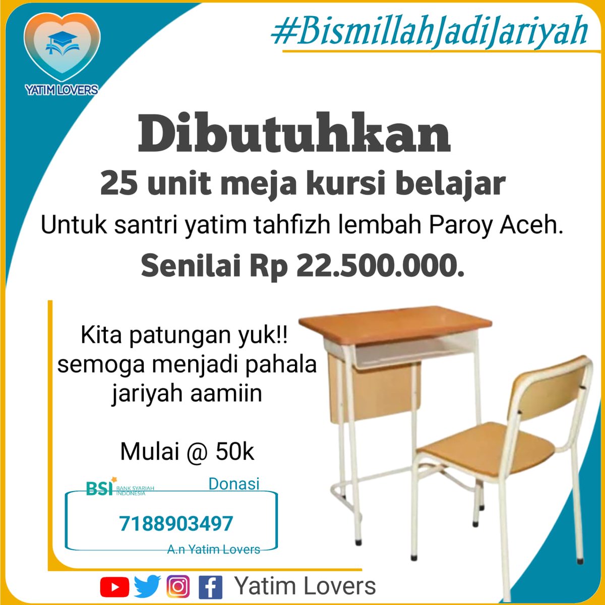 Yatim_Lovers's tweet photo. Bismillah,
Masjid, gubuk2 kecil dan asrama masih menjadi ruang belajar formal kita di sini.

Sebelum adanya gedung belajar, kita nyicil bangkunya dulu yg bisa dipakai dimanapun anak2 belajar.

Kita bantu patungan yuk! https://t.co/d89R8FIsNT