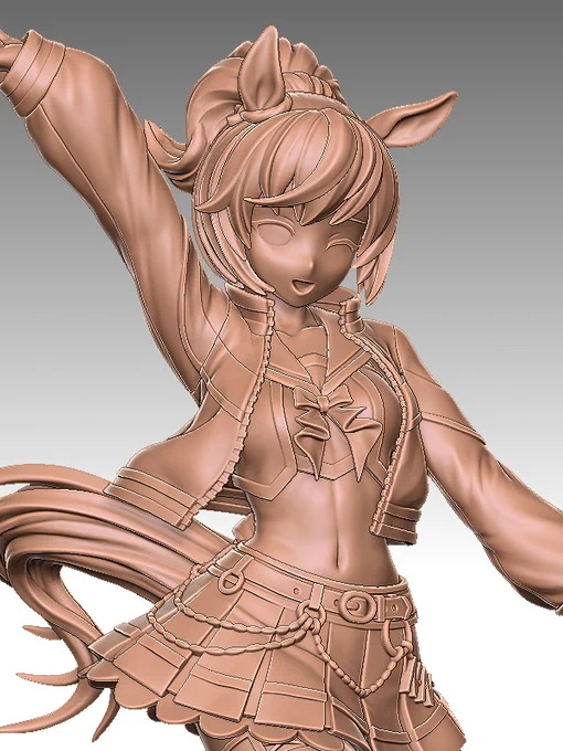今回新作予定だったチアネイチャです。 前回展示から造形とバランスを全面的に見直しました。 原型は完成しておりますが量産スケジュールが見合わず残念ながら今回も展示のみです。 #WF2023S #ウマ娘