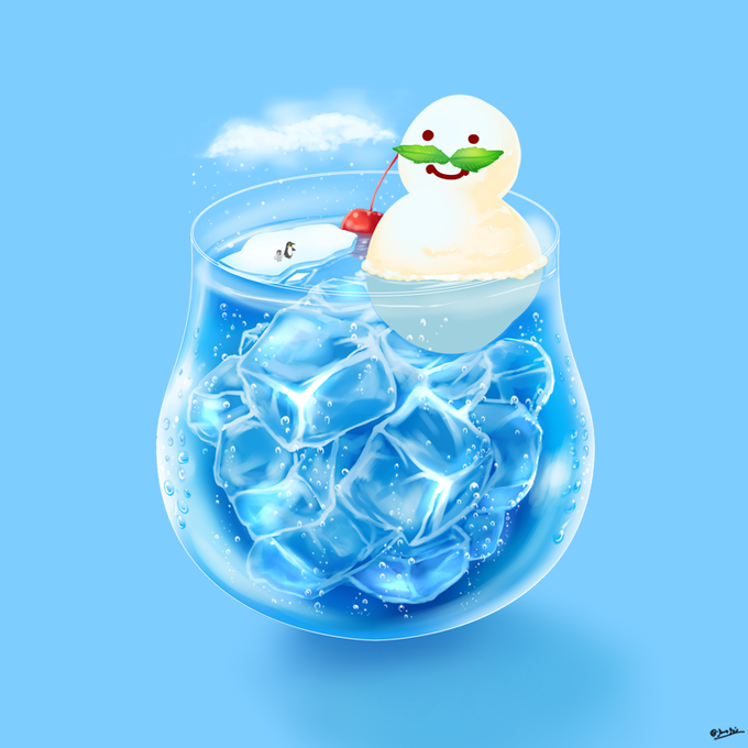 真夏の雪だるま! アイススノーマンフロート!  #青い画像で涼を感じよう
