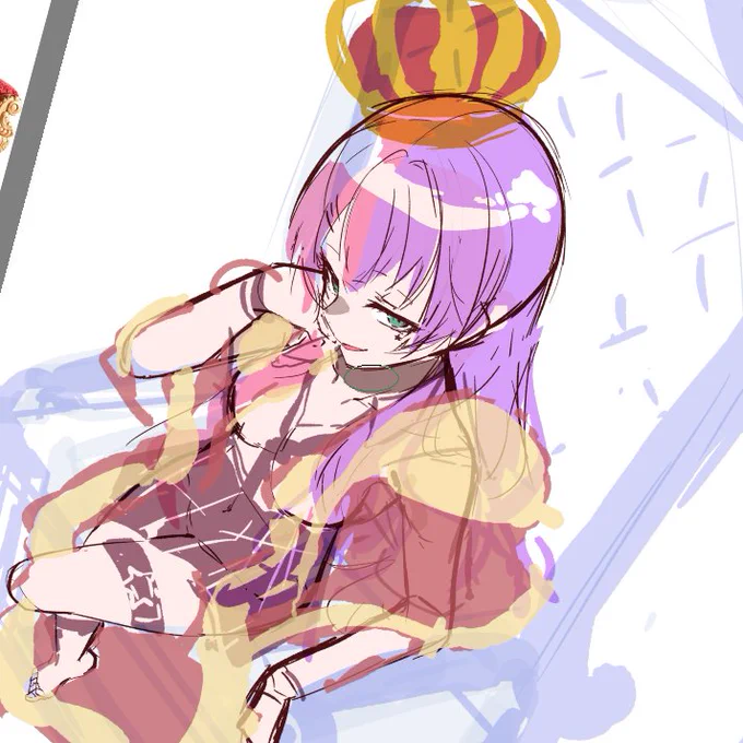 なんかこういう感じにビビちゃんかきたい 角度つけるとむず・・椅子・・しにそう