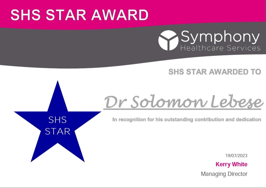 ๐ฅSolomon Lebese ๐๐จ๐ฟโโ๏ธ (@docmilk) on Twitter photo Recognition at the right time goes a long way ๐. Thank you <a href="/Symphony_SHS/">Symphony Healthcare Services</a> & <a href="/kerrylwhite1/">Kerry White</a> and especially <a href="/HamdonMC/">Hamdon Medical Centre</a>! Recognition at the right time goes a long way ๐. Thank you <a href="/Symphony_SHS/">Symphony Healthcare Services</a> & <a href="/kerrylwhite1/">Kerry White</a> and especially <a href="/HamdonMC/">Hamdon Medical Centre</a>!