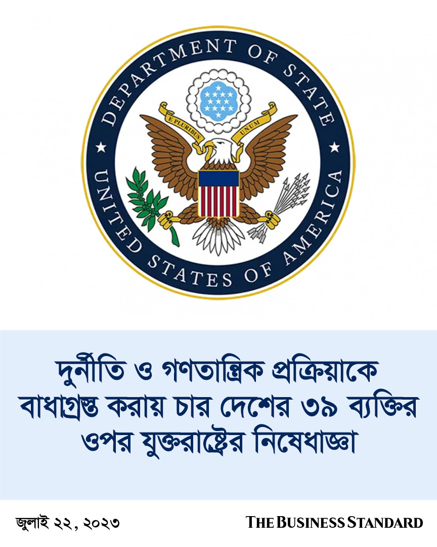 tbsnewsbd's tweet image. গণতান্ত্রিক প্রক্রিয়াকে বাধাগ্রস্ত করা ও দুর্নীতিসহ নানা অভিযোগে চারটি দেশের ৩৯ ব্যক্তির বিরুদ্ধে নিষেধাজ্ঞা দিয়েছে যুক্তরাষ্ট্র।

Read more: tbsnews.net/bangla/interna…

#democraticprocess #usa #usavisapolicy #WorldNews #TBSNews