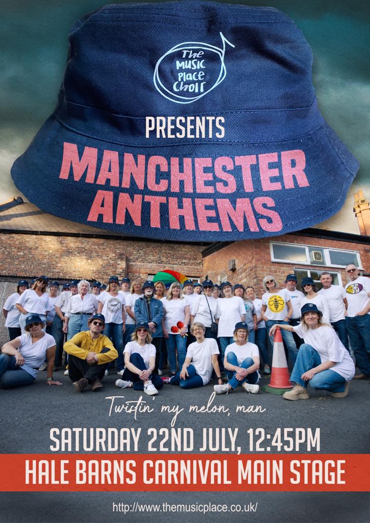 So excited to see our choir take to the main stage at Hale Barns Carnival today! 12:45pm! 🤩

The choir will be performing a selection of true Manchester classics, complete with pouring with rain for extra Manchester flavour 😜

Get your wellies on and come join! 🎶