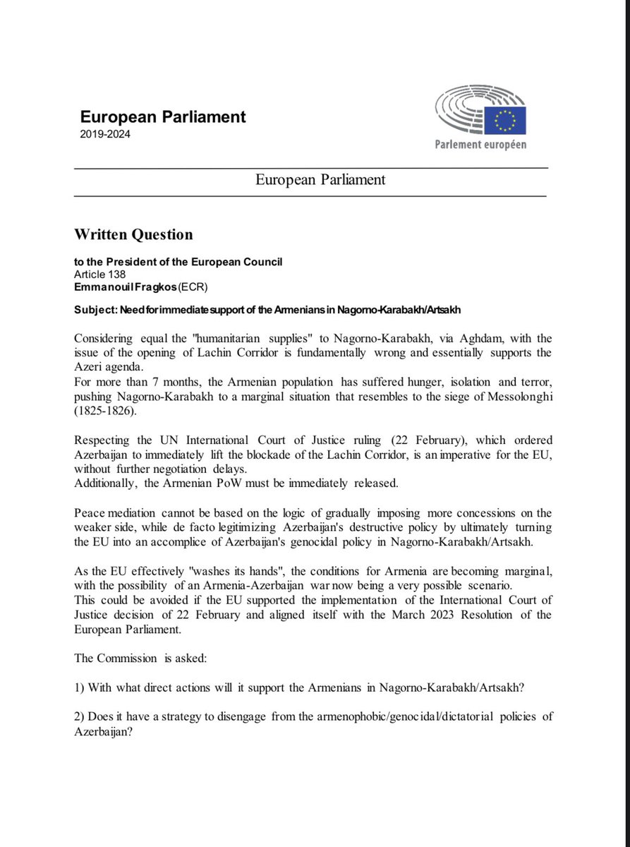 🤚Enough is enough with the pro-Azeri 🇪🇺 policy
Solidarity to our Armenian🇦🇲 Brothers and Sisters. Less talking more doing.
We are asking @eucopresident to pivot, asap
#istandwitharmenia #Armenia 🇬🇷 🇦🇲
@velopky @ANCofGR @armembbelgium @ARAMAC_DC @armgov