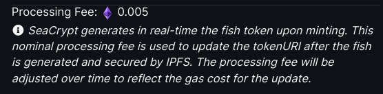 Mint Processing Fee has been adjusted to reflect the current gas market.