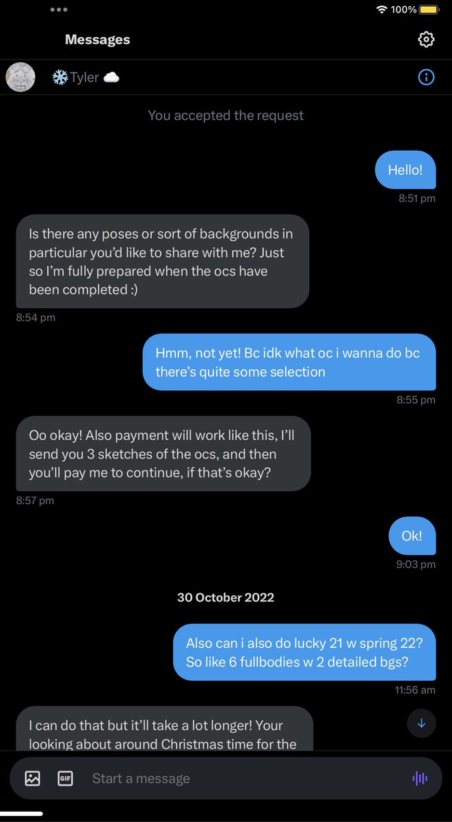 99becks_'s tweet photo. MAKING AN EXPOSING TWEET ON @CLNNABUN (she has deactivated and made a new acc @.T_vampy)

Explaining what happened :
I commed her late October 2022 for 2 custom oc reference sheets ( i paid val 21 )

At first, me and ehr talked a lot and she was rlly nice <3

RTS APP

1/16 https://t.co/e3ScRSzhsD