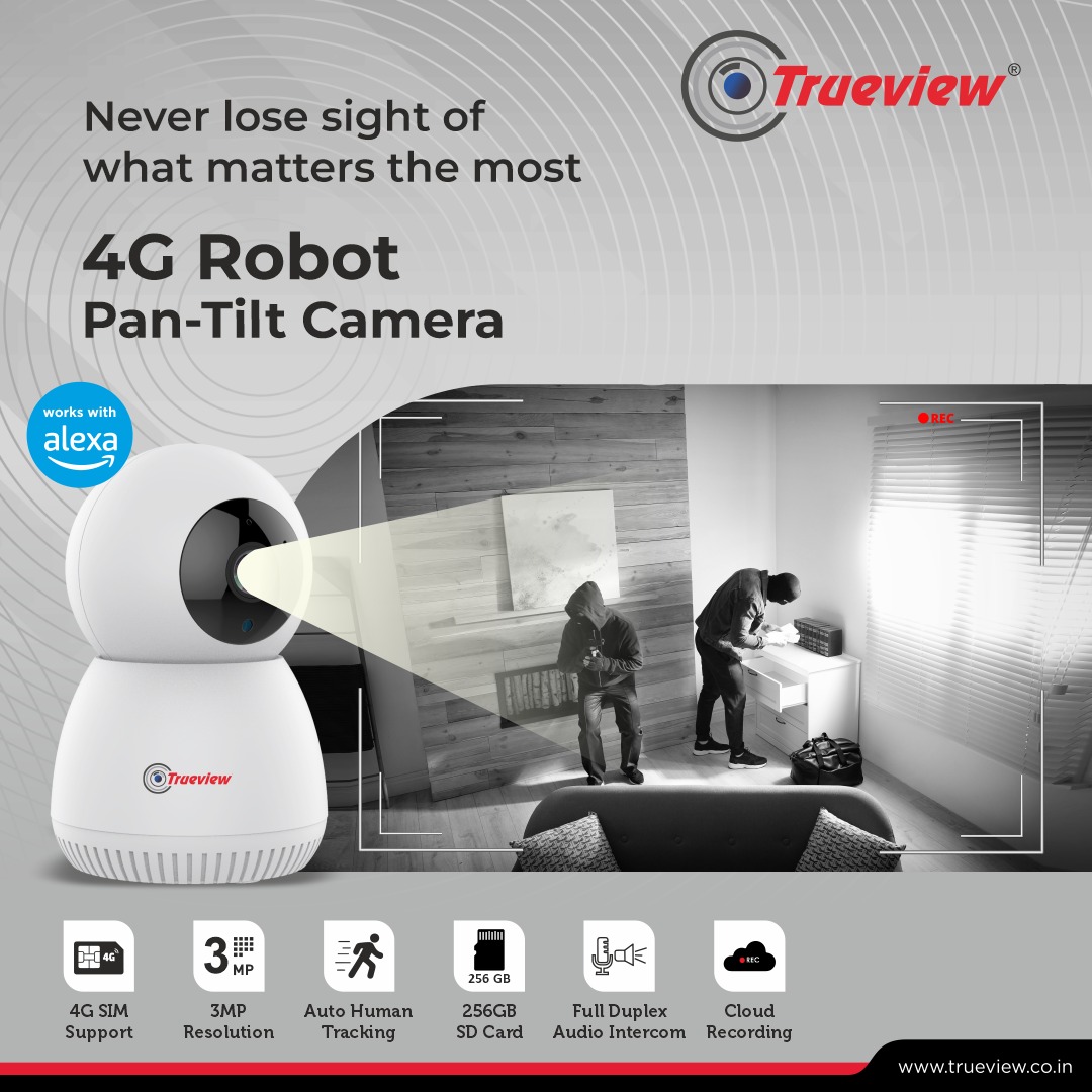 Trueview_India's tweet image. Intelligent tracking at your fingertips. Say goodbye to static surveillance and hello to intelligent surveillance! Powered with advanced technology, our Robot Pan Tilt Camera automatically follows moving objects and does a lot more. To know more, call us at 9225550000.

#4Gcamera