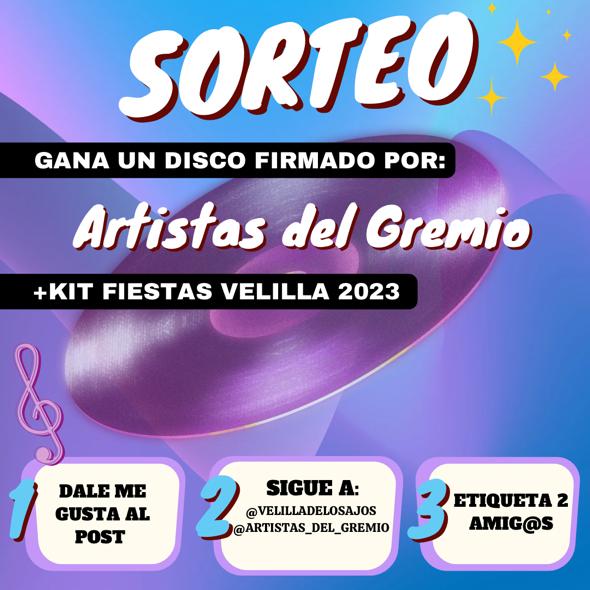 velilladlosajos's tweet photo. #Supersorteo!!🎁🎉
🎉 Gana 1 disco firmado por “LOS ARTISTAS DEL GREMIO” y el kit de las Fiestas de Velilla 2023.
👉🏻 Sigue a @velilladelosajos & @artistas_del_gremio en IG
👉🏻 Retuitea a este post
👉🏻 Etiqueta a tus 2 amig@s
Solo hasta el 9 de AGOSTO!
Mucha suerte a tod@s 💪🏻 https://t.co/eik9puMtLg