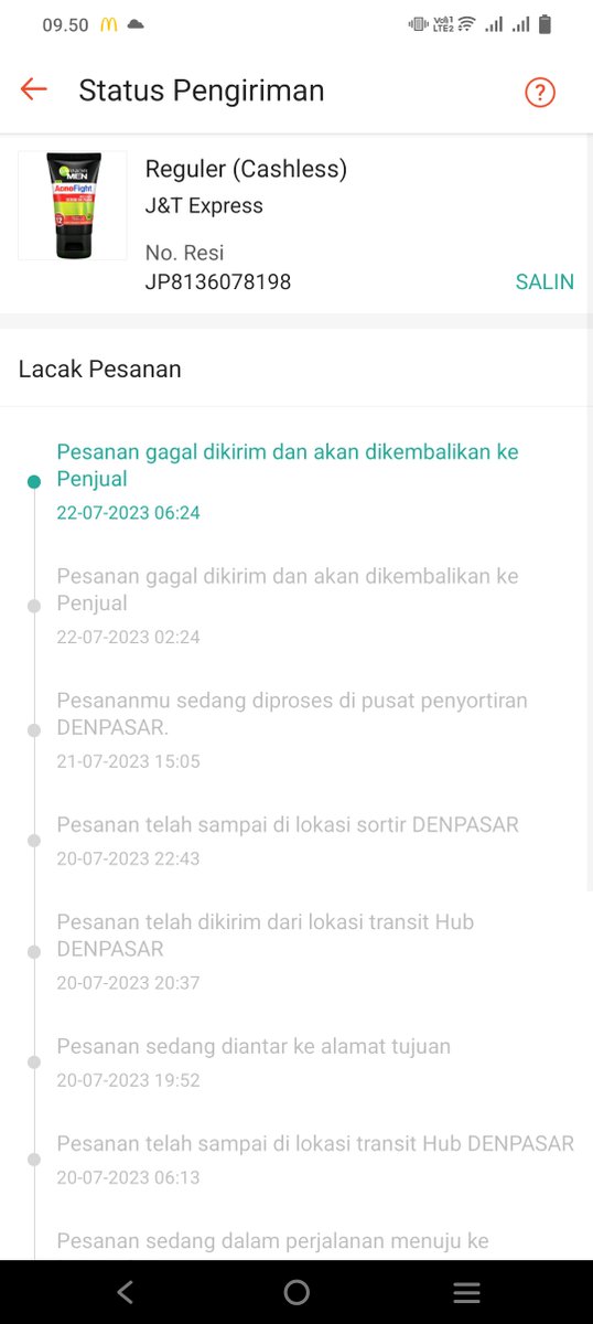 putuherrin's tweet photo. Ga habis fikir, ke sekian kalinya, barang ga pernah dianter tapi langsung di kembalikan ke penjual. @jntexpressid @ShopeeID @ShopeeCare https://t.co/Hs1m5jM1h4