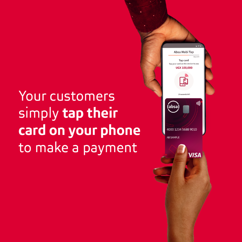 AbsaUganda's tweet photo. Are you a business owner? The #AbsaMobiTap is a convenient way to receive card 💳 payments from your customers via your mobile phone.📱It's instant, and will get things done just in time!