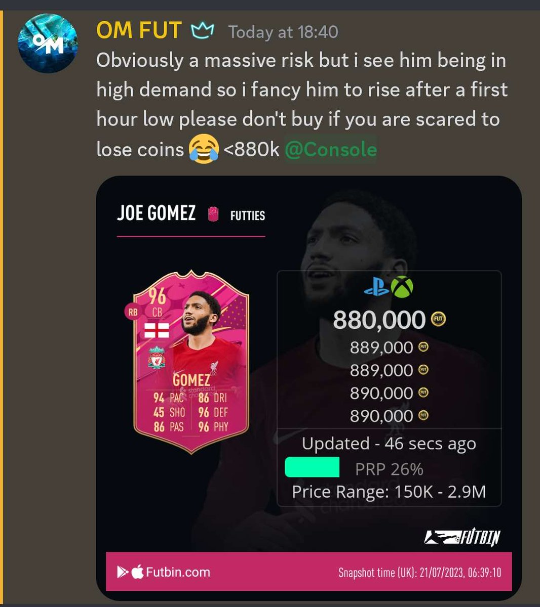 EAFCTradingHub's tweet photo. A couple of calls from this discord last night massive profit made by all of our members 🤑🤑 and what makes it better is our server is completely free of charge if you want to join i will be dropping a 24 hour discord link later today!! 

#FIFA23 #FUT23 https://t.co/LxqQ4XYpUL
