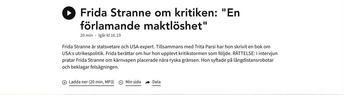 PS 2. UPPDATERING. P4 Extra har lagt en rättelse, som väcker ännu fler följdfrågor. Vad har långdistansrobotar med Natos utvidgning att göra etc, etc.