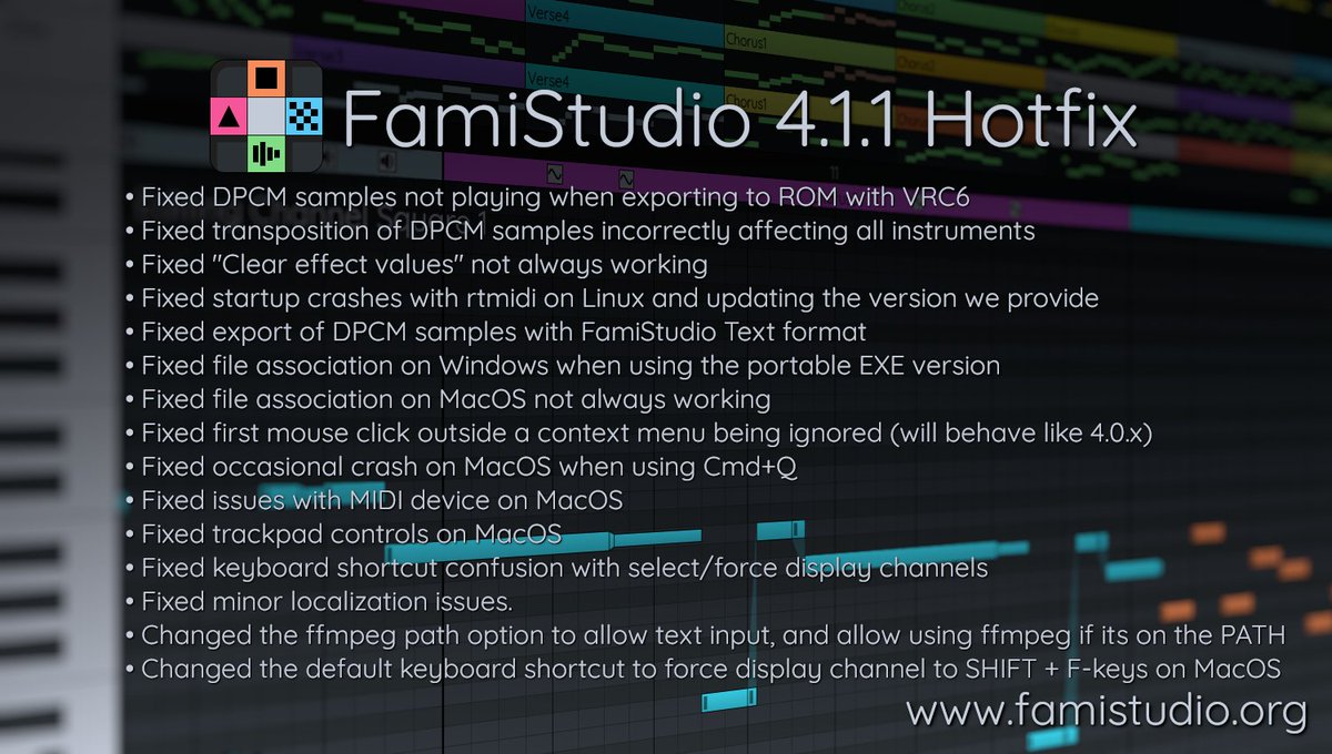 A small hotfix 4.1.1 was just published, enjoy!
#famistudio #chiptune #nesdev #famitracker