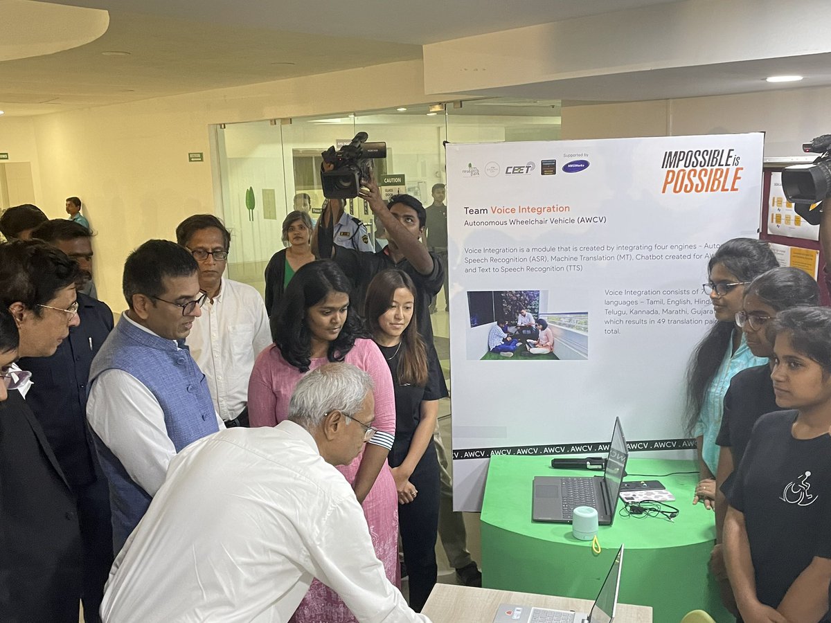 iitm_respark's tweet photo. It is an absolute honour to have the current Chief Justice of India, Dr. Justice D. Y. Chandrachud at @iitm_respark as we showcase our student driven innovations - #HASHTIC and #AWCV
@MLJ_GoI https://t.co/ACxPV40N5b