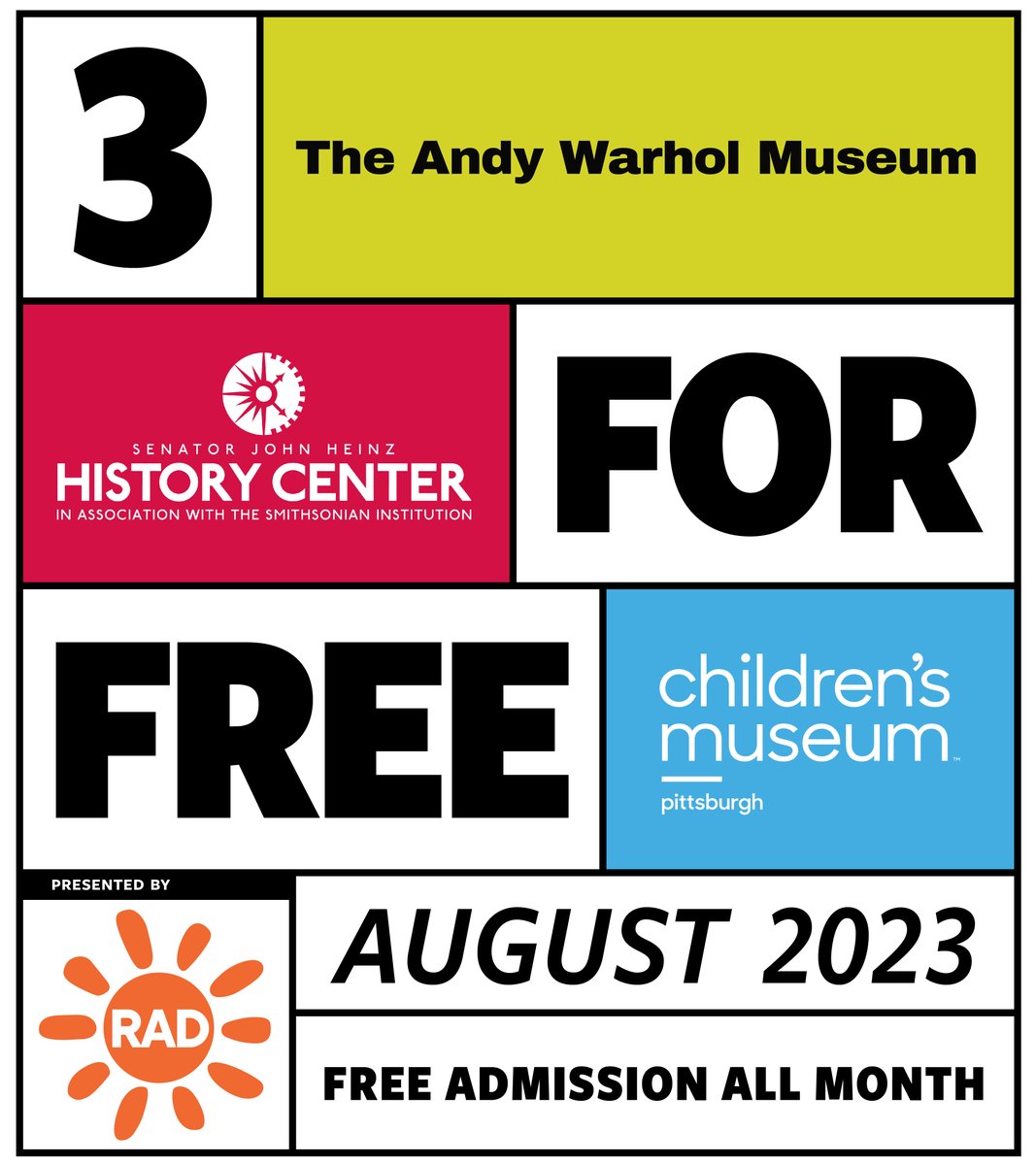CarnegieMembers's tweet photo. 🥫@TheWarholMuseum will offer free admission the entire month of August thanks to the @radworkshere! Heinz History Center and Children’s Museum of Pittsburgh will also be open free of charge. 

🆓Reserve tickets now for free at https://t.co/PYdZXc9BKC! https://t.co/tO05adrNpm