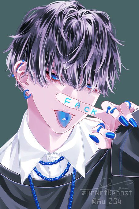 「blue eyes tongue piercing」 illustration images(Latest)