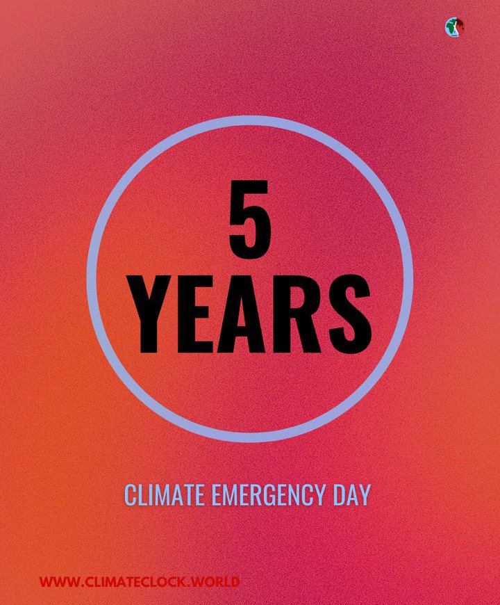 No more denial, No more delay, #climateclock is ticking. We need to keep below 1.5°C alive. 
#ActInTime
#ClimateClock
#ClimateEmergencyDay
#5Years