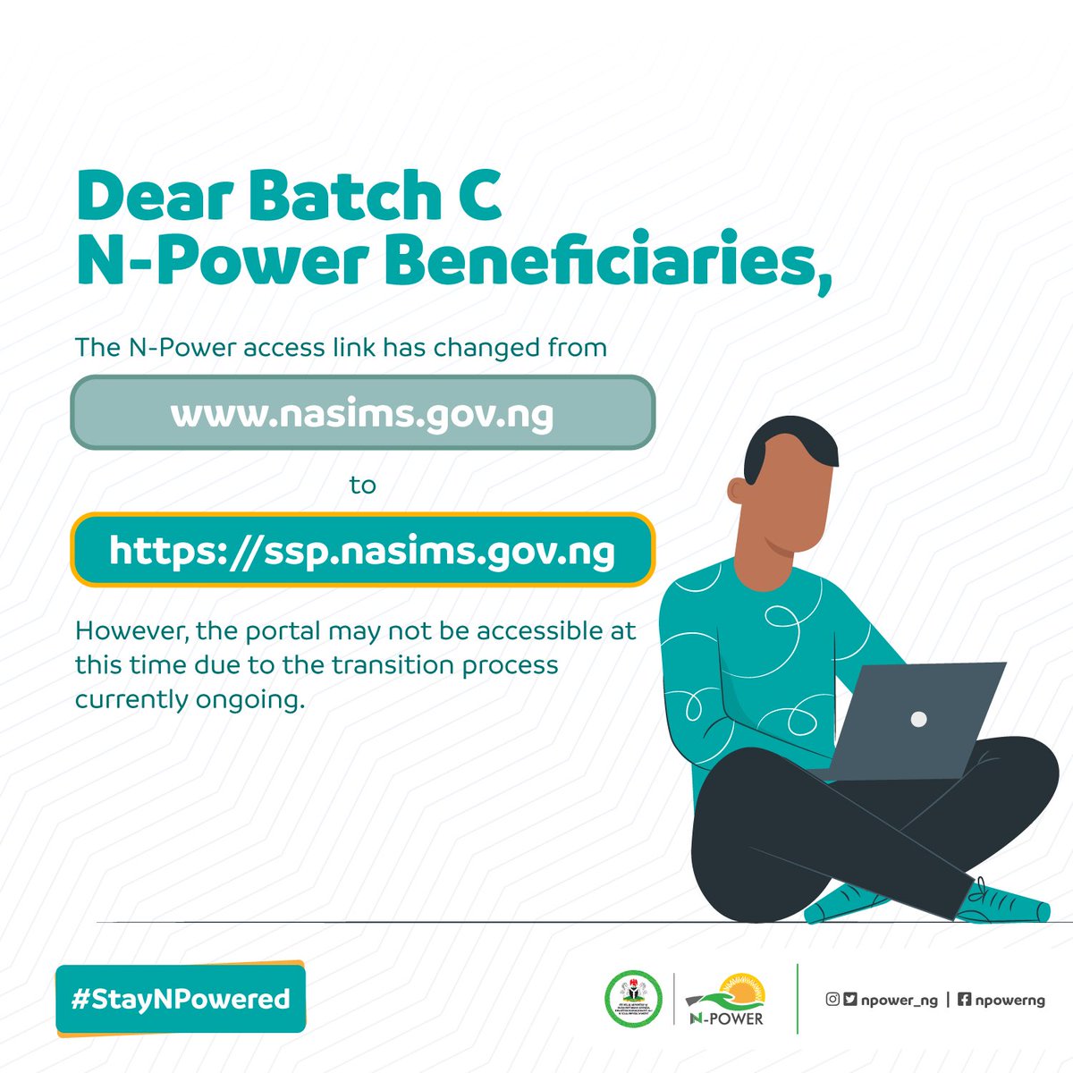 Attention all valued beneficiaries! 🚨
We've made a change to our self-service portal interface.

Don't worry, we've got your back! 

Find out all about the new SSP and improved features soon.
ssp.nasims.gov.ng✨ #selfserviceupdate #seamlessmigration
#stayNpowered