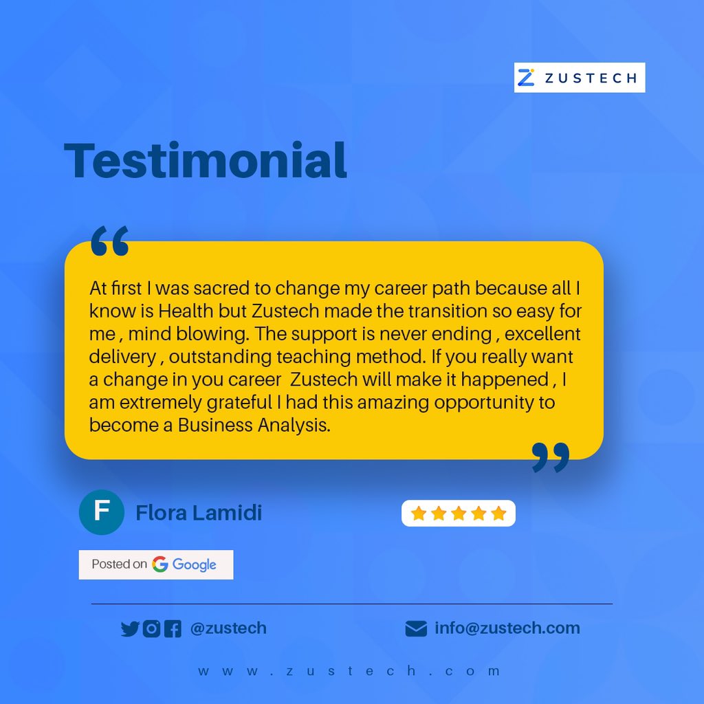 zustech's tweet image. Search "Zustech" on Google and see a load of reviews from our past students ✨

#nigeriair #wemabank #trinityguy