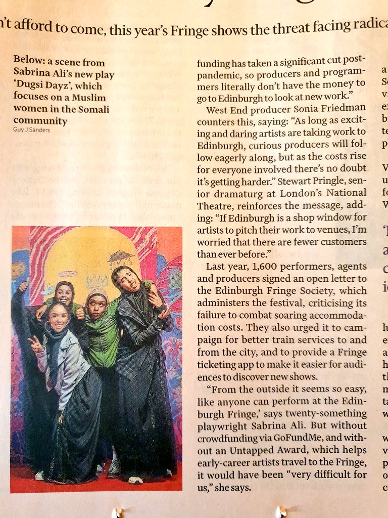 RaddingtonB's tweet photo. Artists make huge sacrifices to get to the fringe, hoping for reviews, awards + bookings - but it feels like this year, this pipeline for new talent is broken. So I wrote this Financial Times piece (praying a deep-pocketed reader will step in and fix things!) https://t.co/oTvaGo0tMe