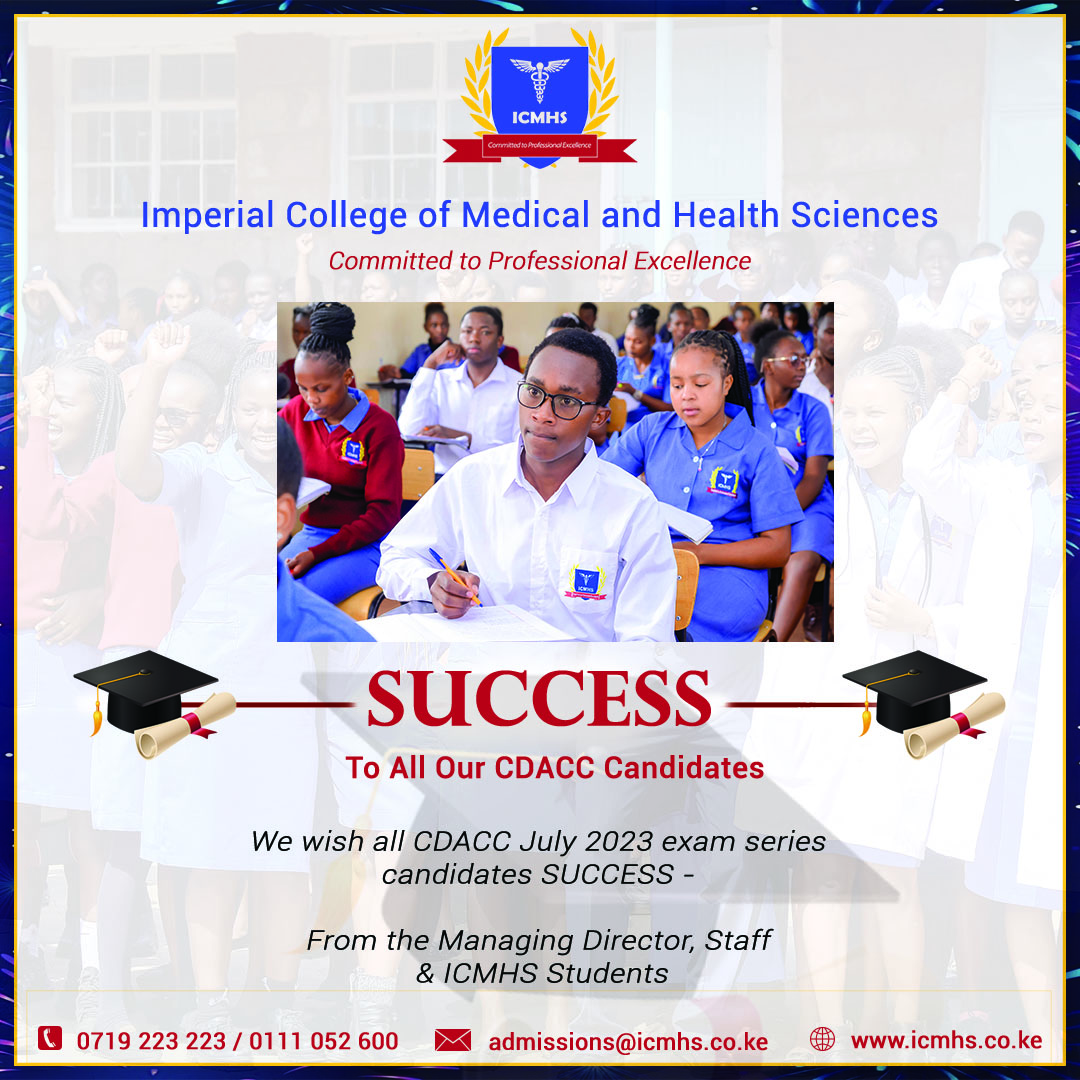 Imperial_ICMHS's tweet photo. 🌟 Wishing all CDACC July exam series candidates SUCCESS in your examination!📚✨
Success comes from the unwavering dedication of our Managing Director, the support of our staff, and the determination of our students.
You've what it takes!
#CDACC #Exams #Success #karibuimperial https://t.co/VYN7LTuIf0