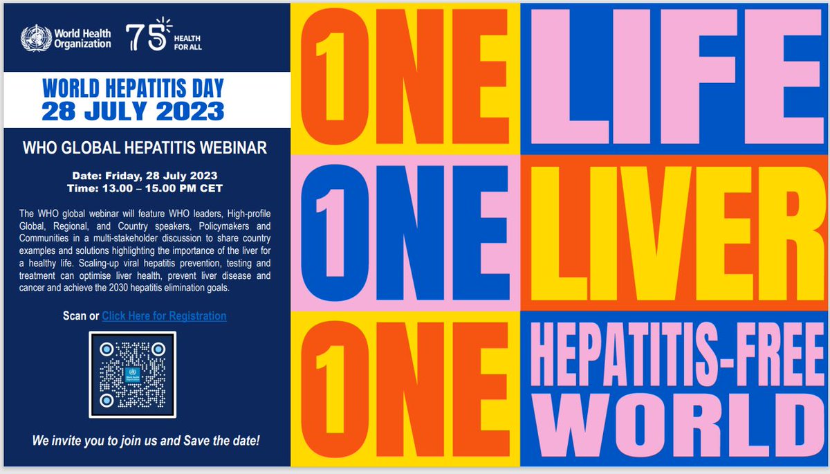 Join #WHOHepatitis to commemorate World Hepatitis Day 2023. #WorldHepatitisDay #OnelifeOneliver #HepatitisB @Hep_Alliance @GlobalHep @hepatitisfund @NO_hep @HepatitisCTrust @AfricaAhi Save the date!!!