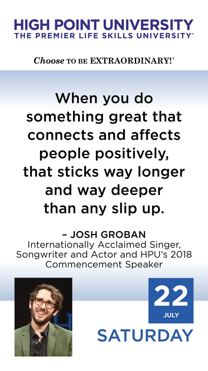HighPointU's tweet photo. #DailMotivation from Josh Groban. #HPU365 https://t.co/FxKSe3vra7