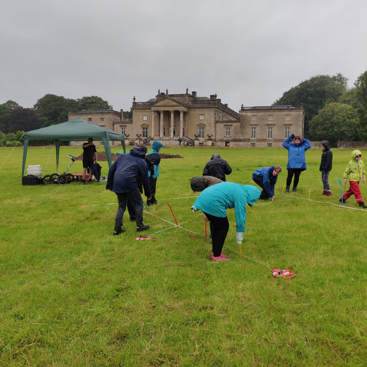It might be raining here <a href="/ntstourhead/">Stourhead</a> but it's not dampening our spirits. Our #Youth Weekend is off to a great start with 3 groups doing 3 activities.

Group 1 are out with <a href="/MagSurveys/">Magnitude Surveys</a> ready to set out our grid and have a go at #geophys.

We've got res, mag and GPR!!!!