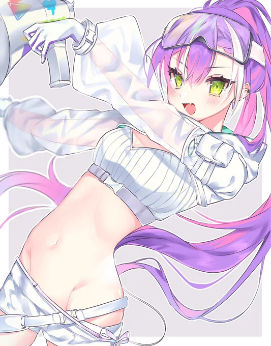 おへそが輝いてます #TOWART #常闇トワ新衣装