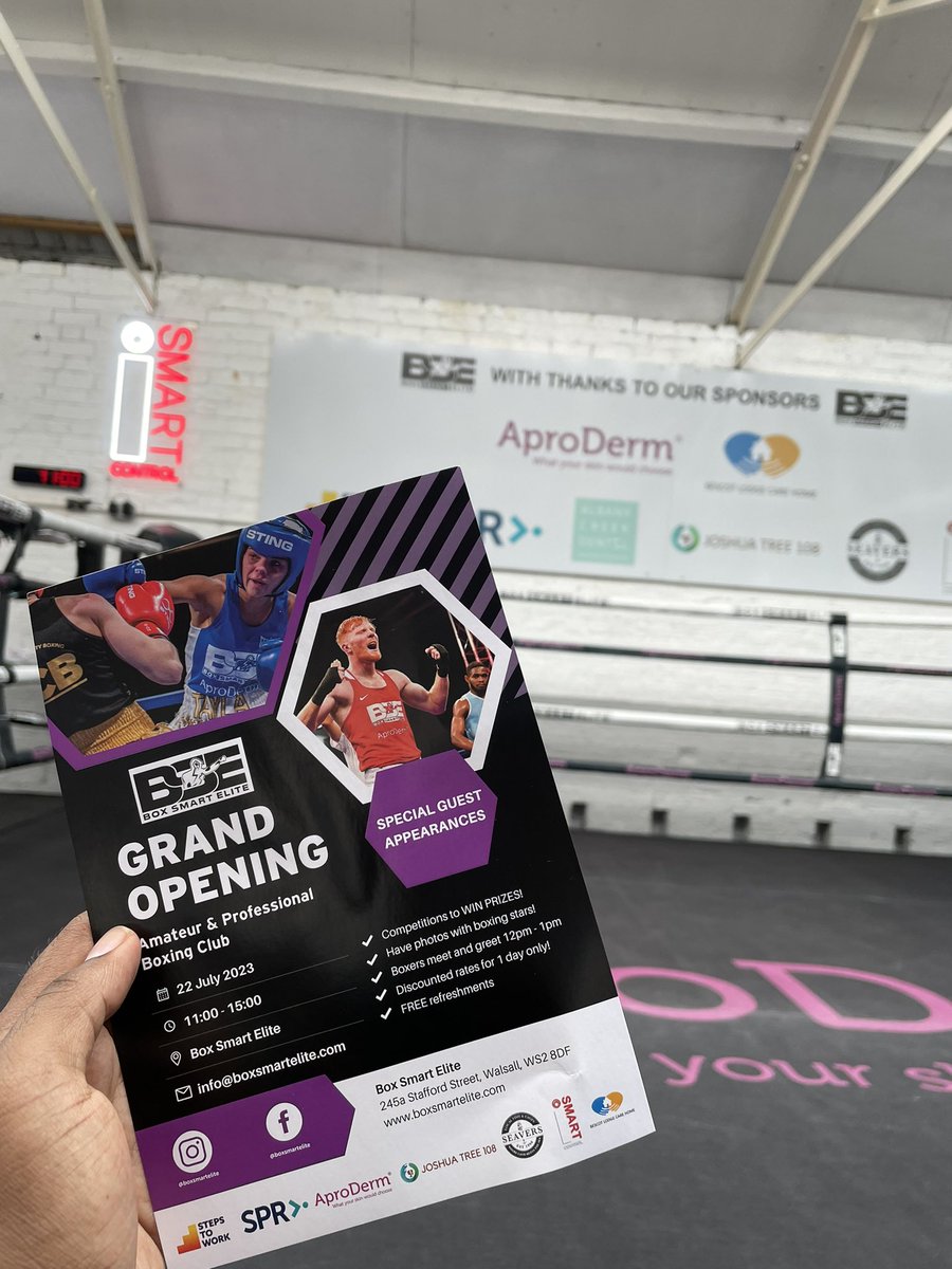 WeAreSPR_'s tweet photo. Having a lazy start to the weekend?
Here’s how you could have a cracking start 🤩
Drop in for the opening of the Box Smart Elite Boxing Club to have some fun, action, discounts and refreshments 🥊
#WeAreSPR #BoxSmartEliteBoxingClub https://t.co/hT1gVf5EG2