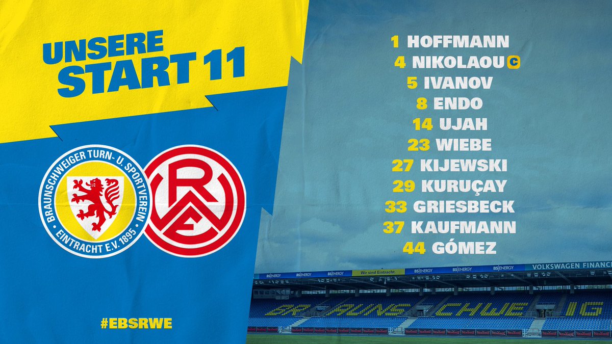 EintrachtBSNews's tweet photo. Die blau-gelbe Startelf steht!👌
#ebsrwe https://t.co/Ptjvm8TBUE