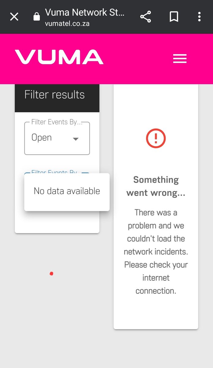 MeggynMarot's tweet photo. @vumatel This is how far I could get trying to log a fault with you.... https://t.co/muabluSaqv