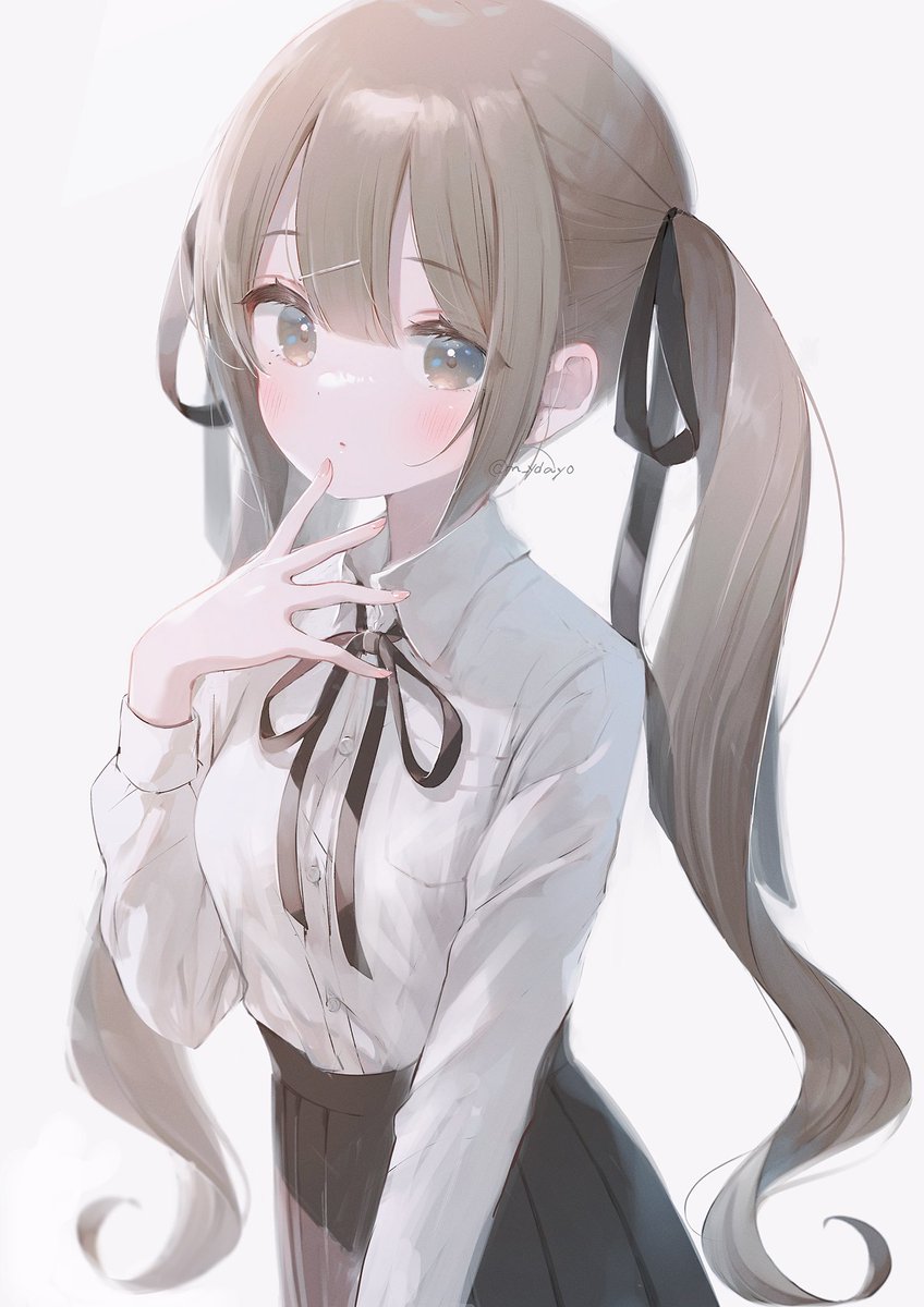 1girl solo twintails skirt shirt ribbon long hair  illustration images