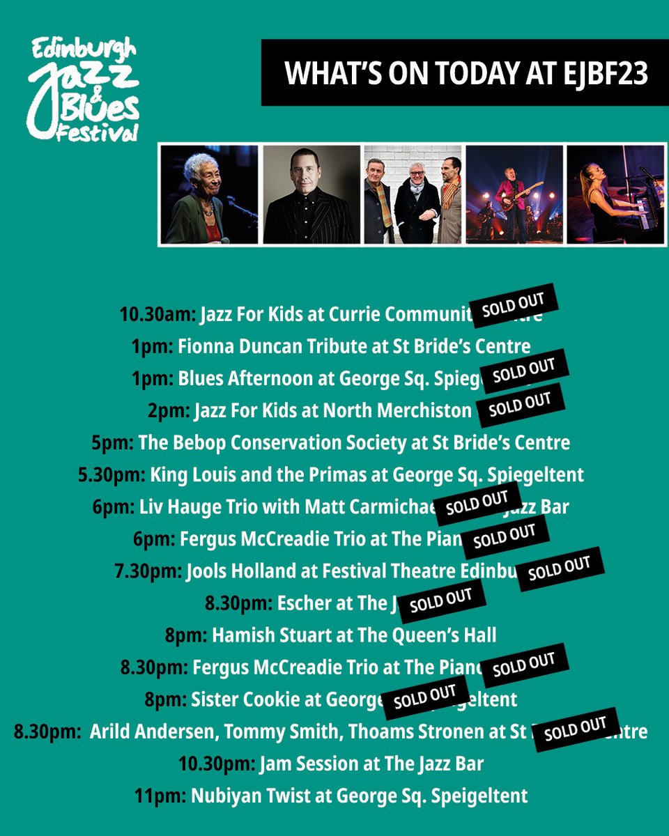 It's the penultimate day of EJBF23 and, as you can see, a lot of our shows are already sold out! Today is your last change to join us for a late night party at Spiegeltent - snap up your tickets before they're gone! edinburghjazzfestival.com/whats-on