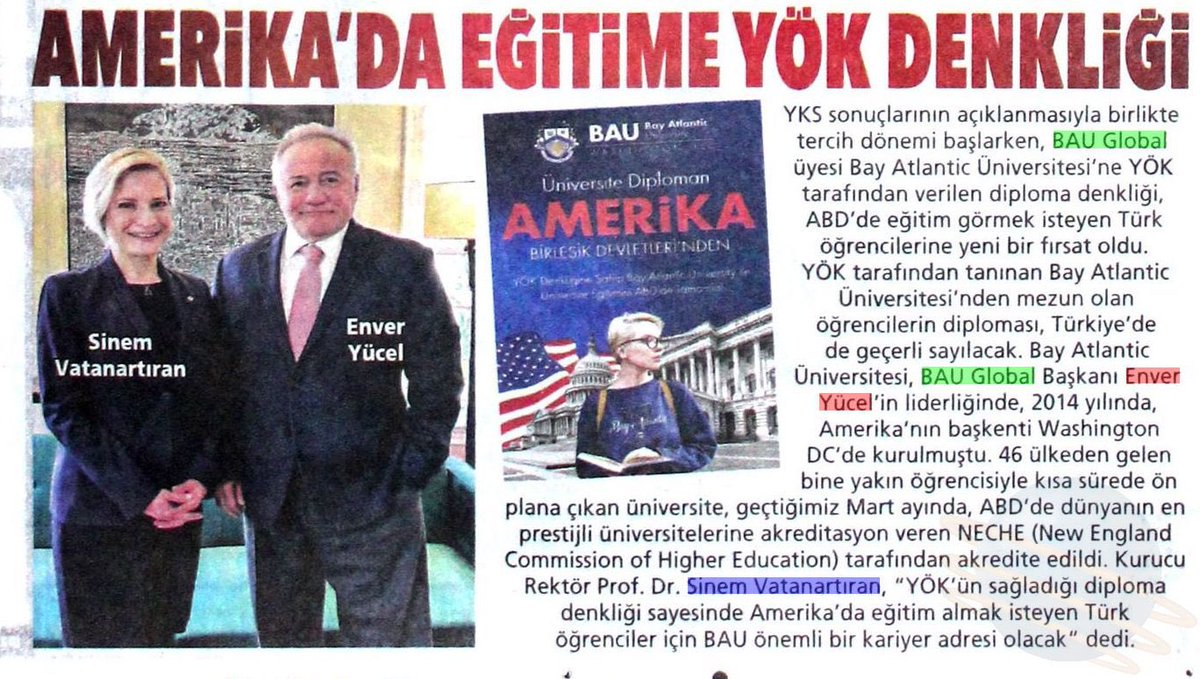 ozgeeasln's tweet photo. Değerli Kurucumuz Sn. @EnverYucel hocamızın liderliğinde kurulan @bauintdc Üniversitemizde, Kurucu Rektörümüz Sn. @sinemisv hocamız ile yine bir ilke daha imza atıldı. Üniversitemize YÖK tarafından denklik verildi. Müthiş başarı👏👏 Gençlerimiz için çok büyük  fırsat 🙏 https://t.co/y7tAI2NT3r