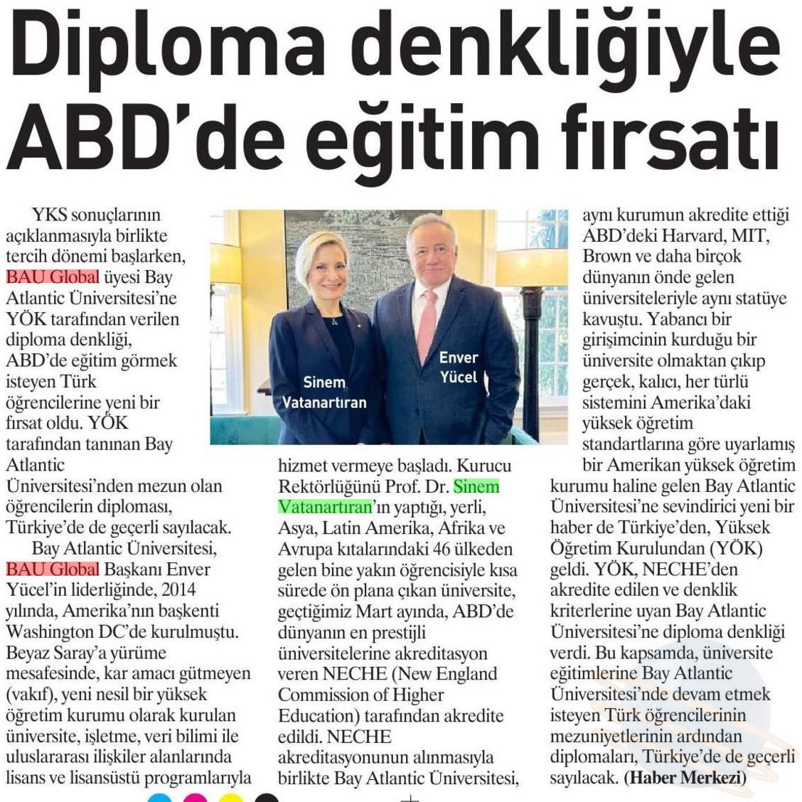ozgeeasln's tweet photo. Değerli Kurucumuz Sn. @EnverYucel hocamızın liderliğinde kurulan @bauintdc Üniversitemizde, Kurucu Rektörümüz Sn. @sinemisv hocamız ile yine bir ilke daha imza atıldı. Üniversitemize YÖK tarafından denklik verildi. Müthiş başarı👏👏 Gençlerimiz için çok büyük  fırsat 🙏 https://t.co/y7tAI2NT3r