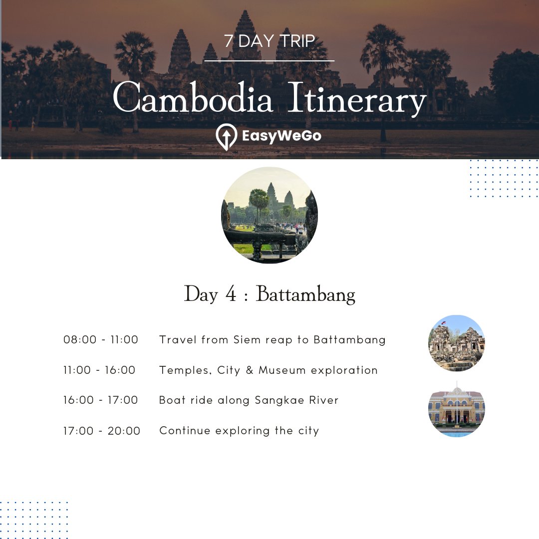 EasyWeGo's tweet photo. 7 day in Cambodia Itinerary: Day 4
#Cambodia #travel #sightseeing #traveltech #easywego #ewg #trip #tripplans #travelplans #itinerary https://t.co/Bh0O293nKa