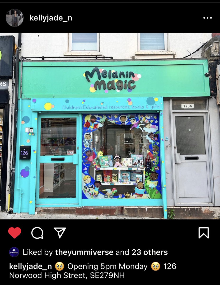 My friend Kelly, founder of @wokebabiesuk, is opening a new Black owned indie Bookshop in West Norwood! 🥹 I’m gonna be at the grand opening this coming Monday at 5pm (address below), signing copies of my books etc. so come down if you can and see this lovely magical space. ☺️