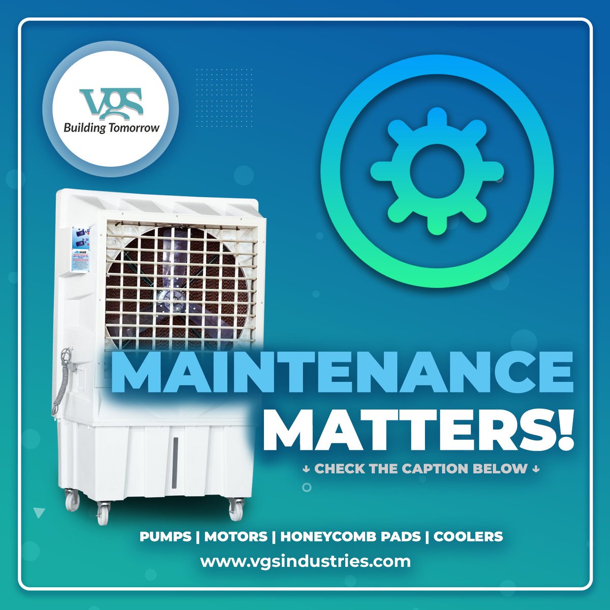 vgsindustries's tweet photo. Keep your industrial coolers running smoothly by staying on top of regular care.
https://t.co/ihxJBg7QeW
#aircooler #cooler #ductaircooler #ductcooler #honeycombpad #motorpump #vgsindustries #maintenance #repair #care #performance #service #regularcare https://t.co/w5MU3ugZzP
