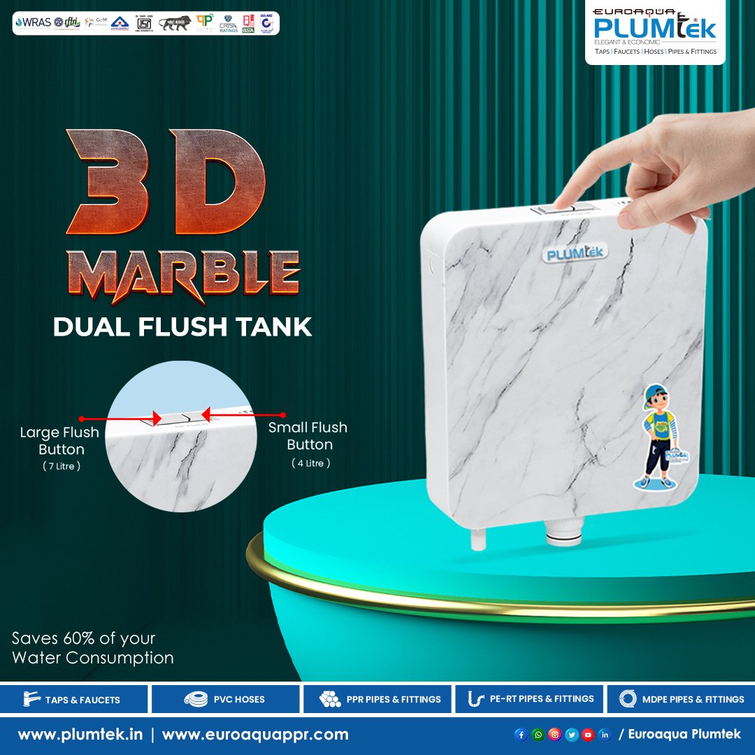 PlumtekMktg's tweet image. Efficiently manage your bathroom's water usage with our sleek and stylish 3D Marble dual flush tank
 
#plumtek #plumtekflushtank #savewater #water