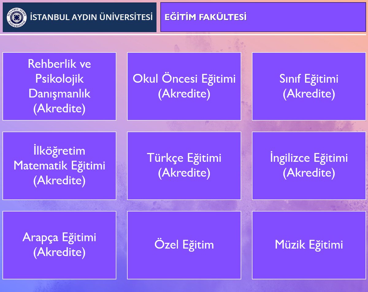 Öğretmen olmak isteyenleri İstanbul Aydın Üniversitesi Eğitim Fakültesine bekleriz.
Eğitim fakültemizin akredite edilmiş programlarında çağdaş bilgilerle donatılmış, teknolojik formasyona sahip nitelikli öğretmenler yetiştiriyoruz.
aydin.edu.tr/tr-tr/akademik…
@IAUkampus