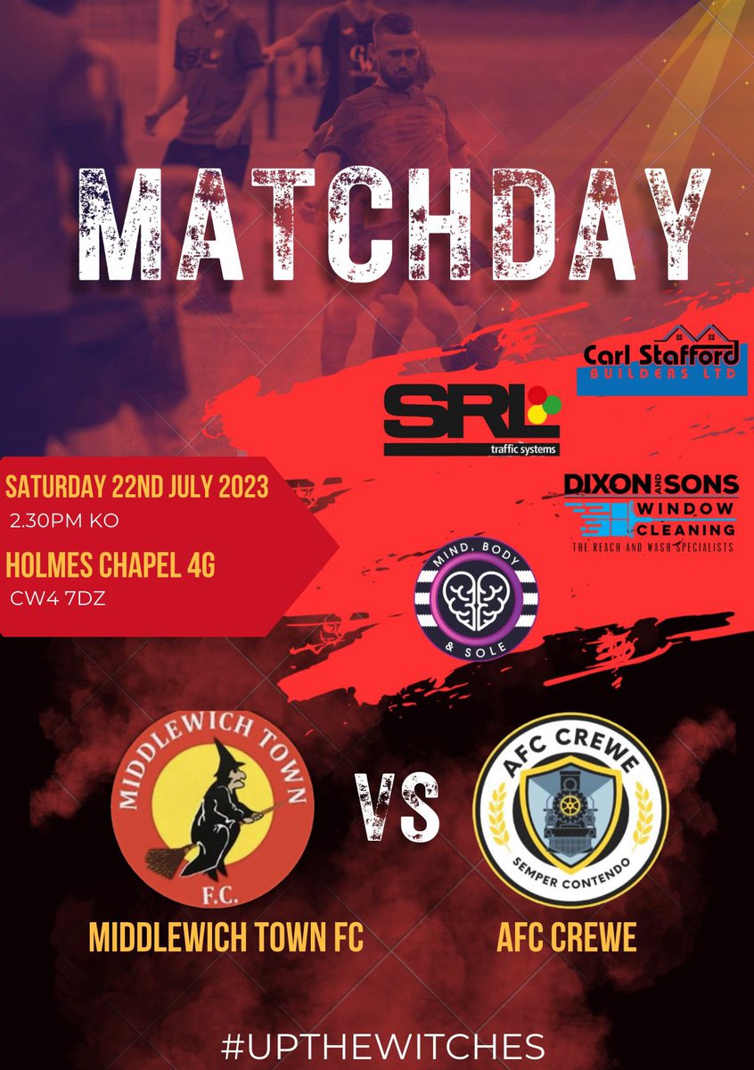 A change of fixture!

We now face AFC Crewe today in a friendly, over at Holmes Chapel.

🧙🏻‍♀️🧙🏻‍♀️🧙🏻‍♀️

#upthewitches